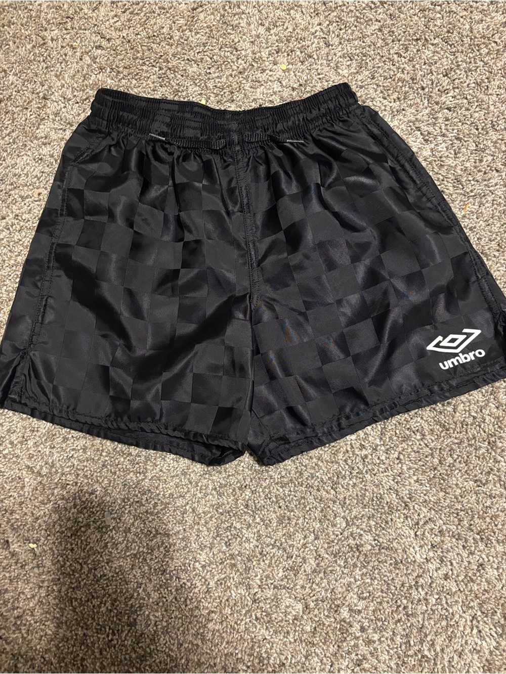 Umbro Black Checkerboard Athletic Shorts with White Logo